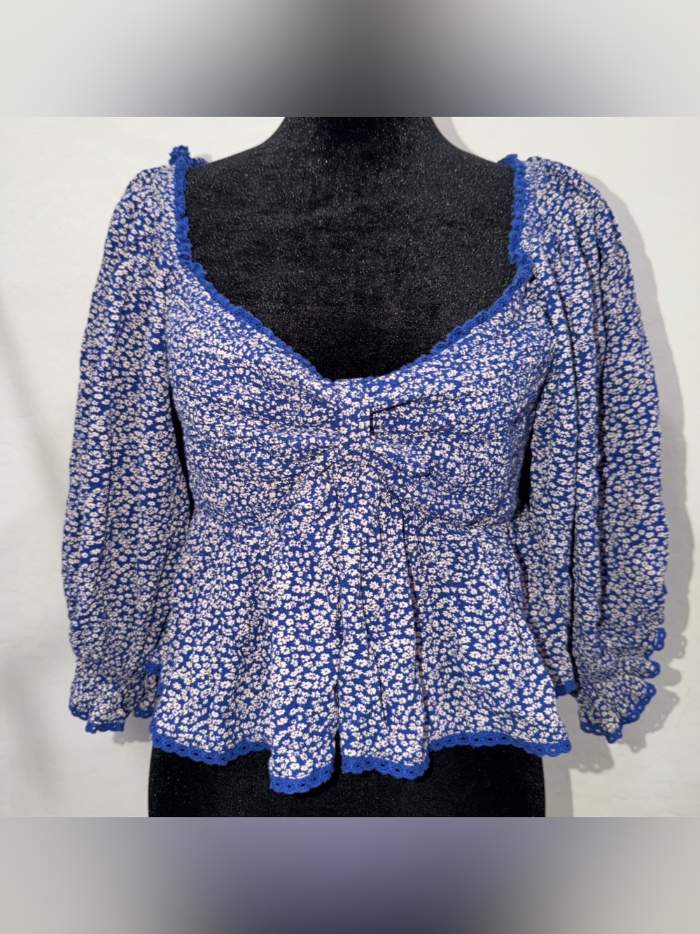 Free people Brittnee Print Smocked Back Peplum Top sz M